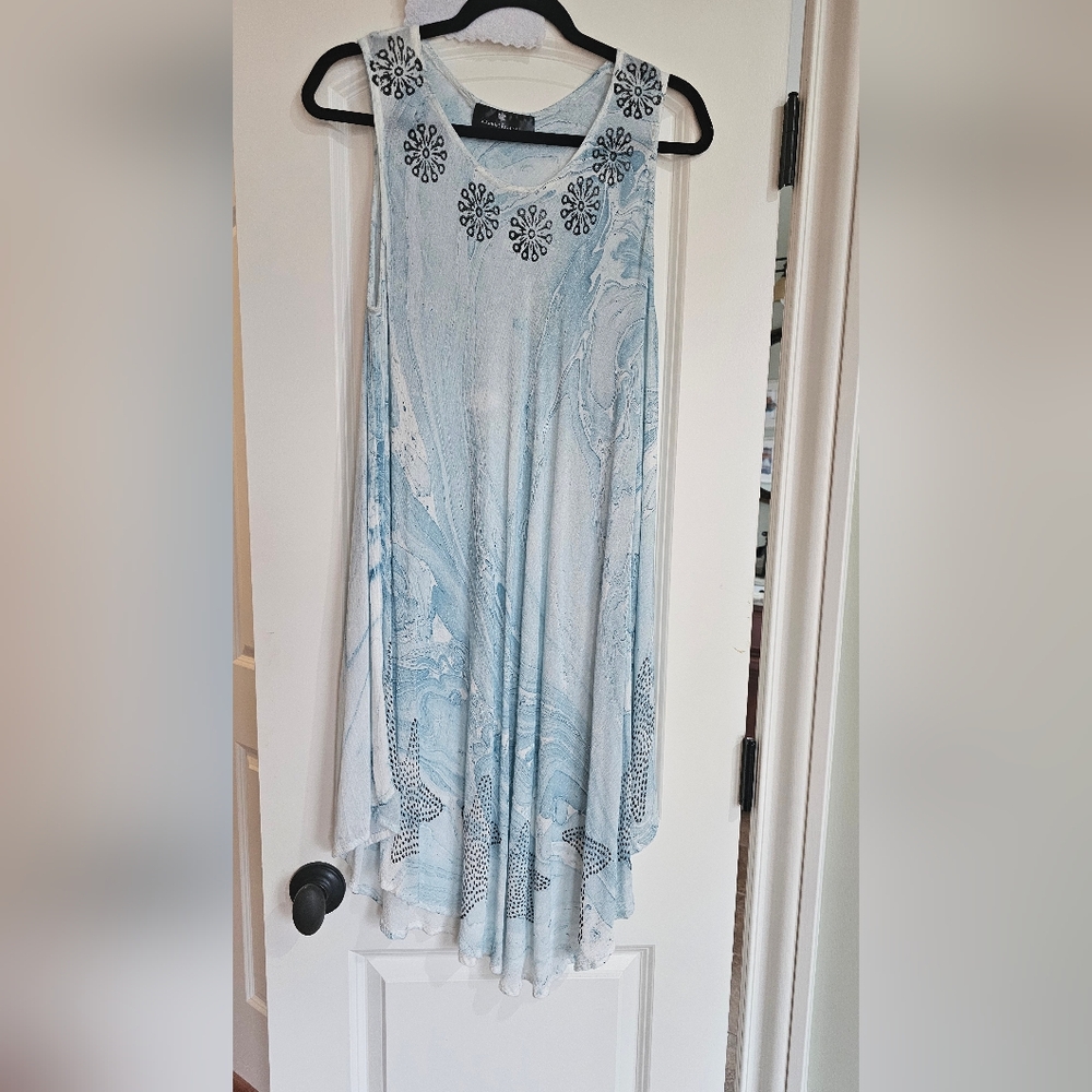 Beachy Blue Marble Maxi Dress